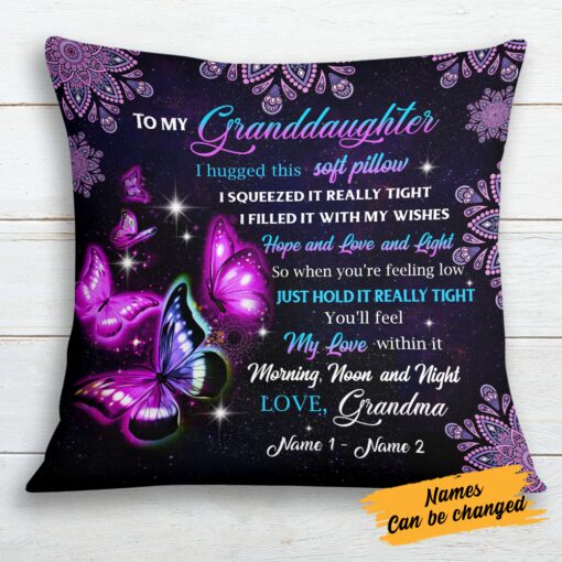 Personalized Mom Grandma Daughter Granddaughter Butterfly Pillow