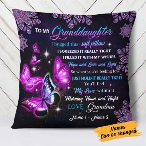 Personalized Mom Grandma Daughter Granddaughter Butterfly Pillow