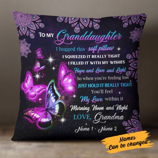 Personalized Mom Grandma Daughter Granddaughter Butterfly Pillow