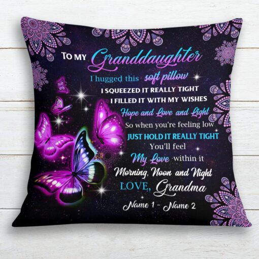 Personalized Mom Grandma Daughter Granddaughter Butterfly Pillow