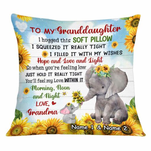 Personalized Mom Grandma Daughter Granddaughter Elephant Pillow