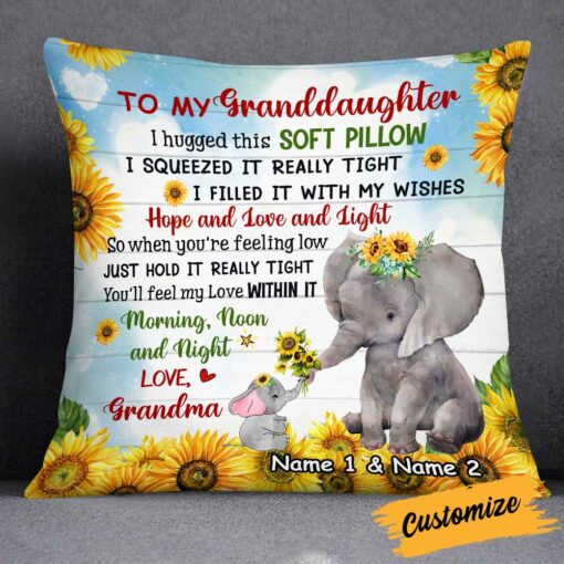 Personalized Mom Grandma Daughter Granddaughter Elephant Pillow