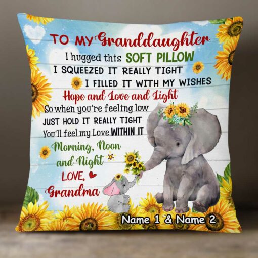 Personalized Mom Grandma Daughter Granddaughter Elephant Pillow