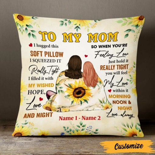 Personalized Mom Grandma Daughter Granddaughter Hug This Pillow