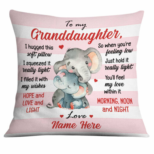 Personalized Mom Grandma Daughter Granddaughter Son Grandson Elephant Pillow