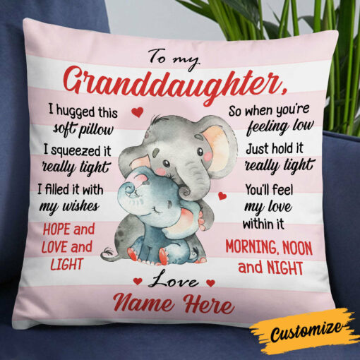 Personalized Mom Grandma Daughter Granddaughter Son Grandson Elephant Pillow