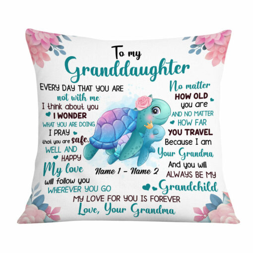 Personalized Mom Grandma Daughter Granddaughter Turtle Pillow