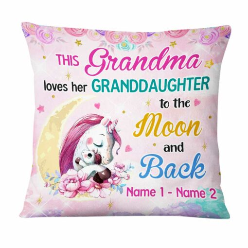 Personalized Mom Grandma Daughter Granddaughter Unicorn Pillow