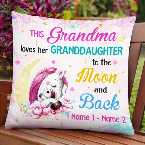 Personalized Mom Grandma Daughter Granddaughter Unicorn Pillow