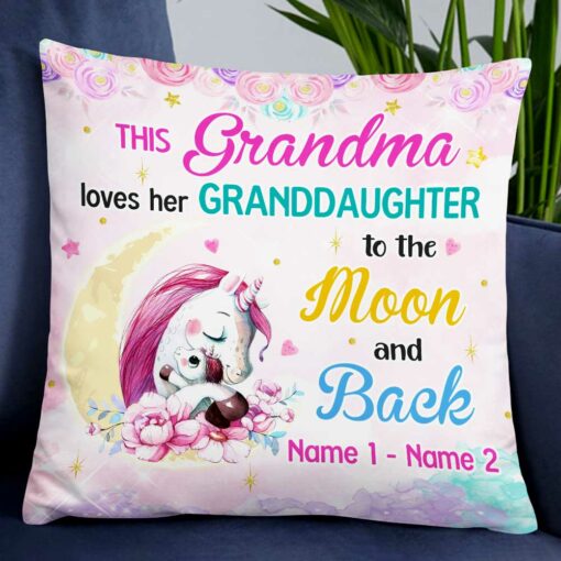 Personalized Mom Grandma Daughter Granddaughter Unicorn Pillow