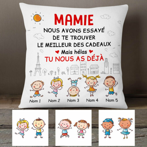 Personalized Mom Grandma French Maman Mamie Pillow