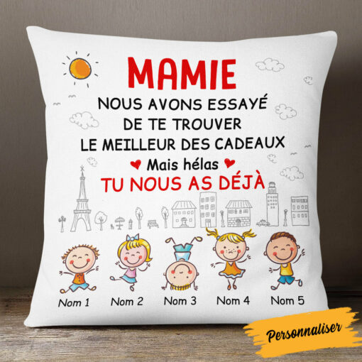 Personalized Mom Grandma French Maman Mamie Pillow