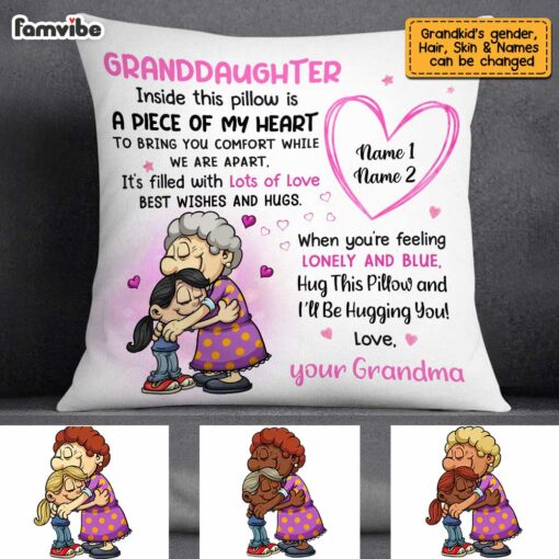 Personalized Mom Grandma Granddaughter Grandson Hug This Pillow