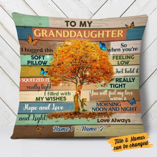 Personalized Mom Grandma Granddaughter Grandson Tree Pillow