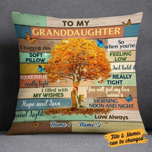 Personalized Mom Grandma Granddaughter Grandson Tree Pillow