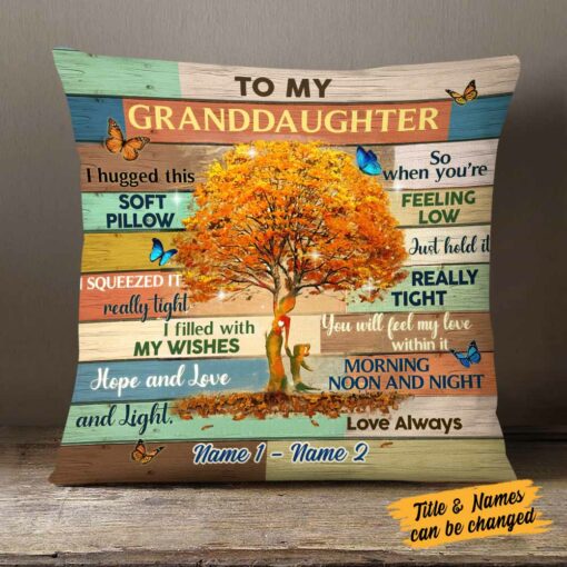 Personalized Mom Grandma Granddaughter Grandson Tree Pillow