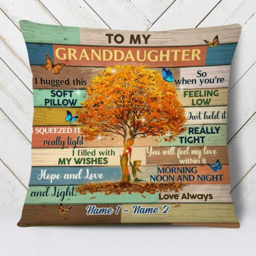 Personalized Mom Grandma Granddaughter Grandson Tree Pillow