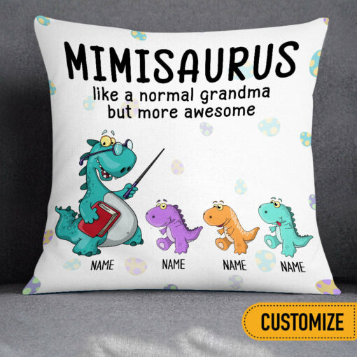 Personalized Mom Grandma Grandson Granddaughter Mimisaurus Pillow