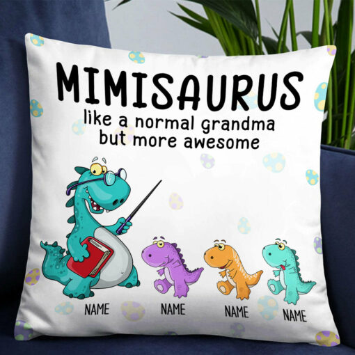 Personalized Mom Grandma Grandson Granddaughter Mimisaurus Pillow