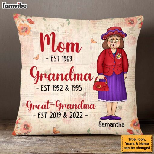 Personalized Mom Grandma Great Grandma Pillow