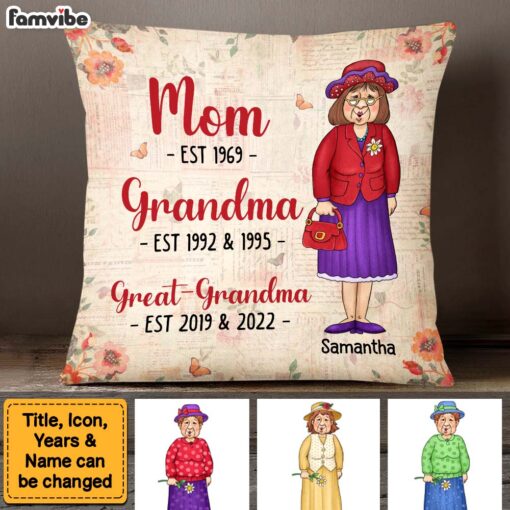 Personalized Mom Grandma Great Grandma Pillow