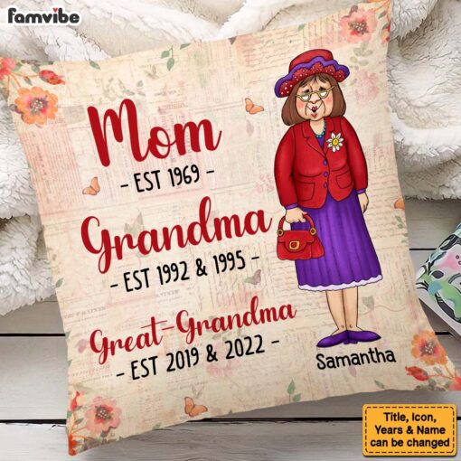 Personalized Mom Grandma Great Grandma Pillow