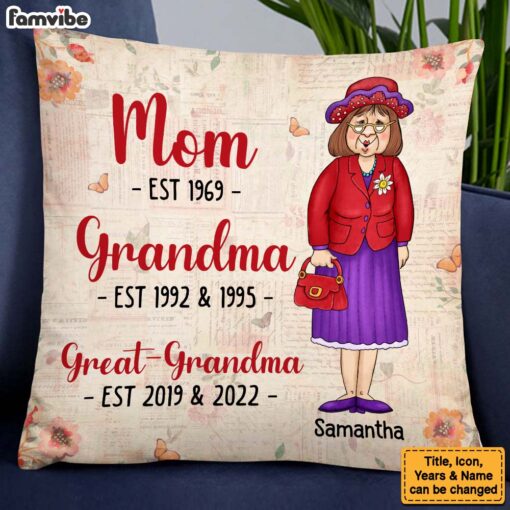 Personalized Mom Grandma Great Grandma Pillow