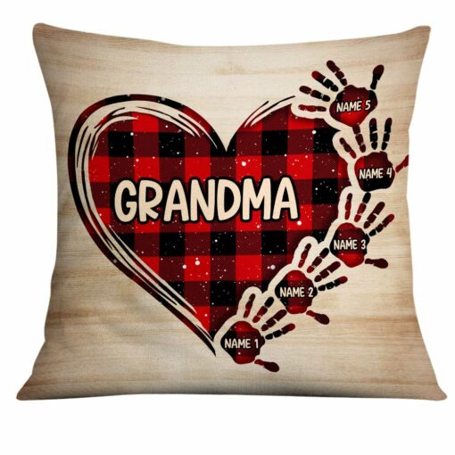 Personalized Mom Grandma Handprint Pillow