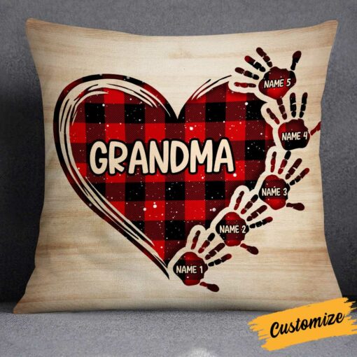 Personalized Mom Grandma Handprint Pillow