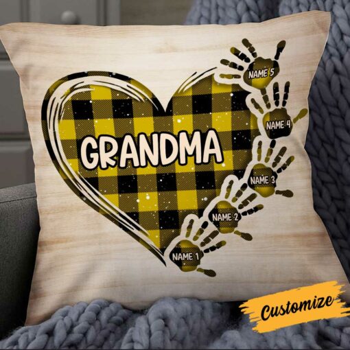 Personalized Mom Grandma Handprint Pillow