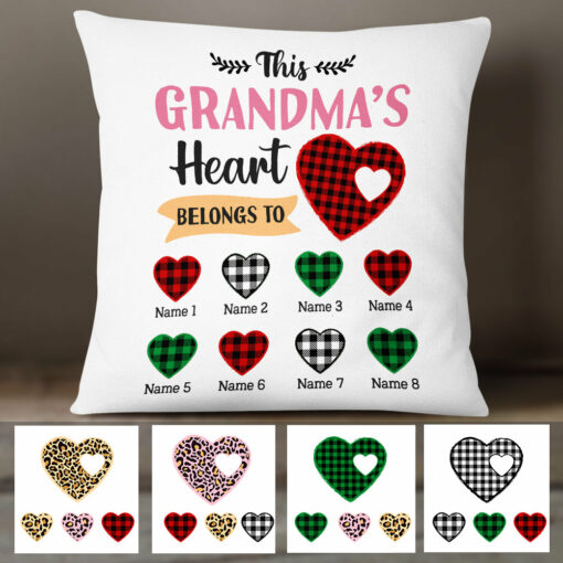 Personalized Mom Grandma Heart Belong To Pillow