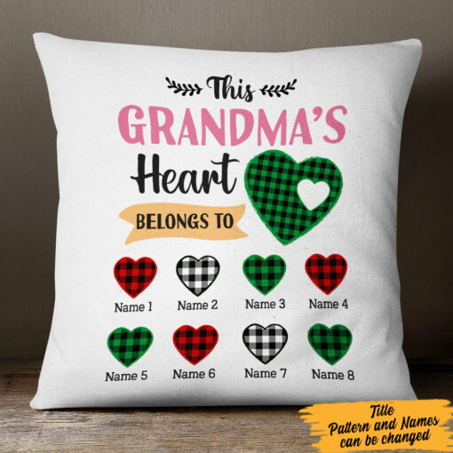 Personalized Mom Grandma Heart Belong To Pillow