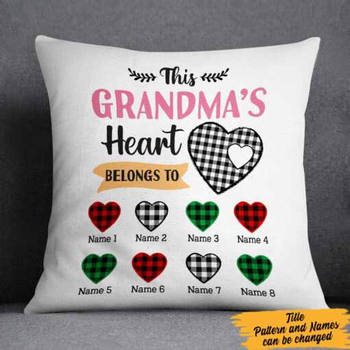 Personalized Mom Grandma Heart Belong To Pillow