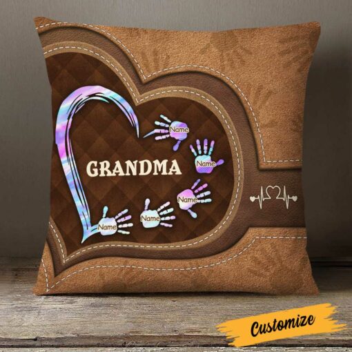 Personalized Mom Grandma Heart Pillow