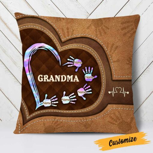 Personalized Mom Grandma Heart Pillow