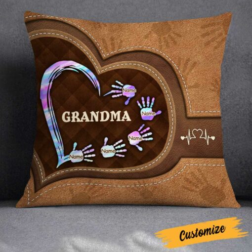 Personalized Mom Grandma Heart Pillow