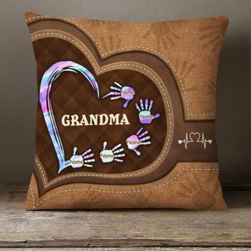 Personalized Mom Grandma Heart Pillow