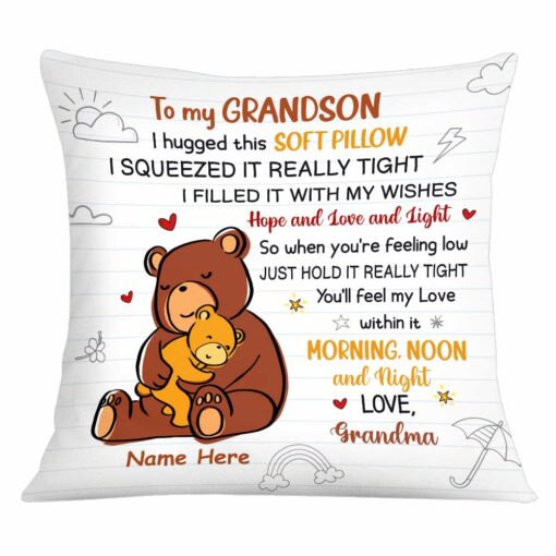 Personalized Mom Grandma Hug This Drawing Pillow