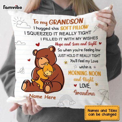 Personalized Mom Grandma Hug This Drawing Pillow