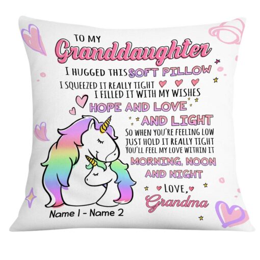 Personalized Mom Grandma Hug This Unicorn Drawing Pillow