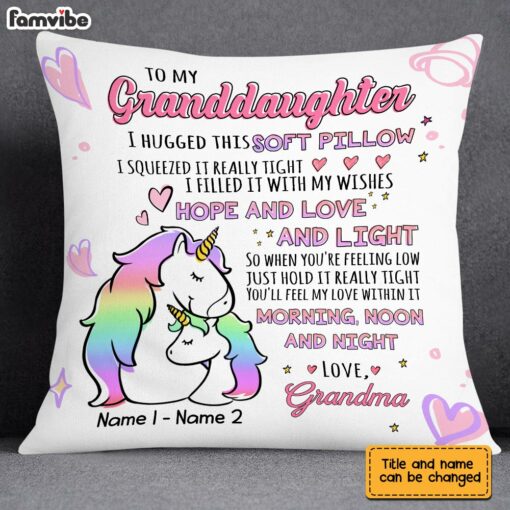 Personalized Mom Grandma Hug This Unicorn Drawing Pillow