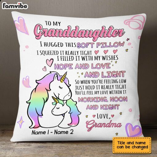 Personalized Mom Grandma Hug This Unicorn Drawing Pillow