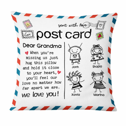 Personalized Mom Grandma Kids Drawing Pillow