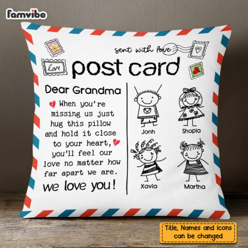 Personalized Mom Grandma Kids Drawing Pillow