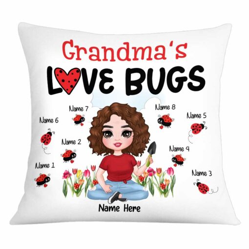 Personalized Mom Grandma Love Bugs Pillow