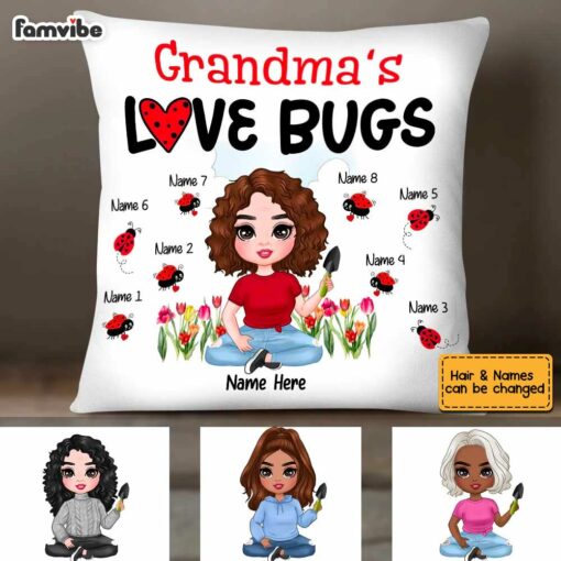 Personalized Mom Grandma Love Bugs Pillow