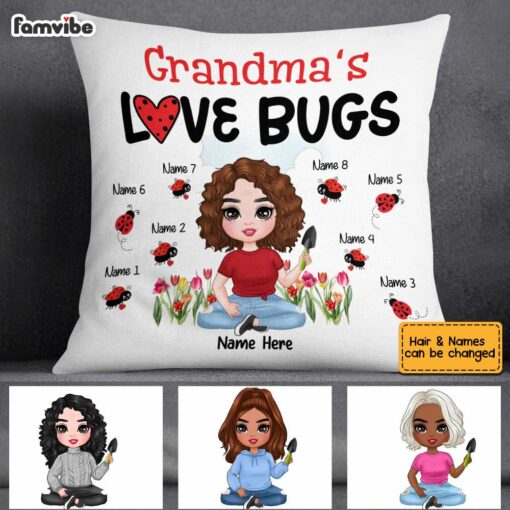 Personalized Mom Grandma Love Bugs Pillow