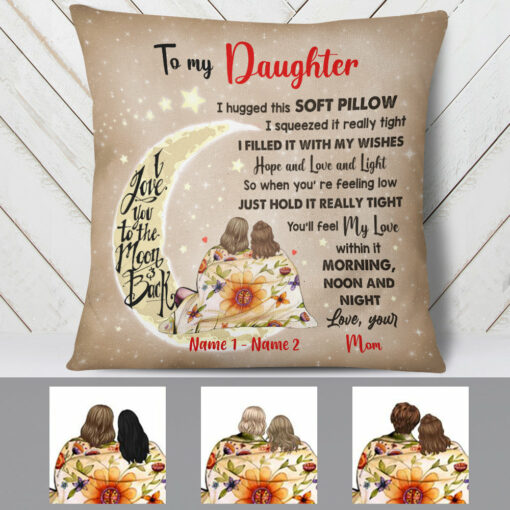 Personalized Mom Grandma Love To The Moon Pillow