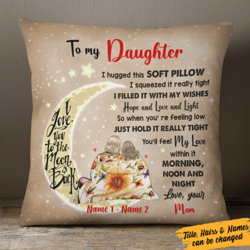 Personalized Mom Grandma Love To The Moon Pillow