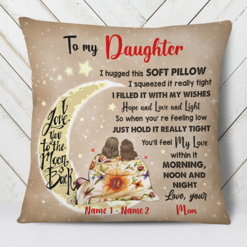 Personalized Mom Grandma Love To The Moon Pillow